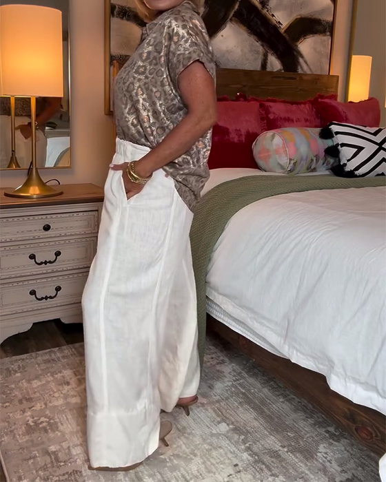 Bluse avslappet leopardprint