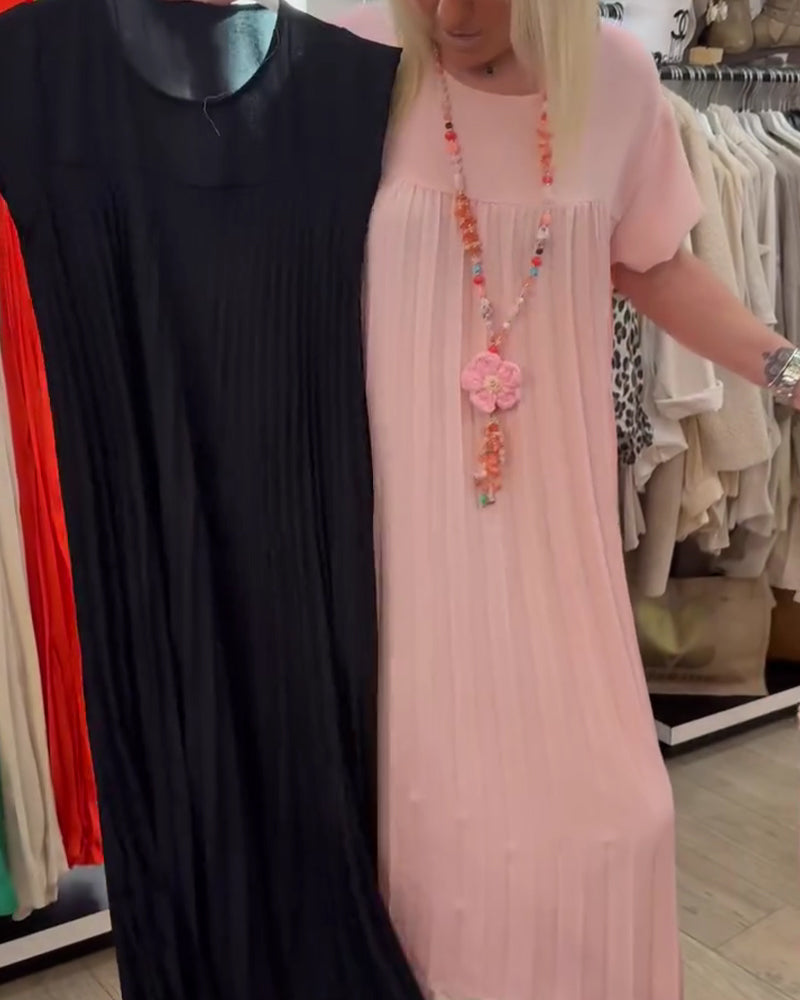 Kjole Plissert Løs Plussstørrelse