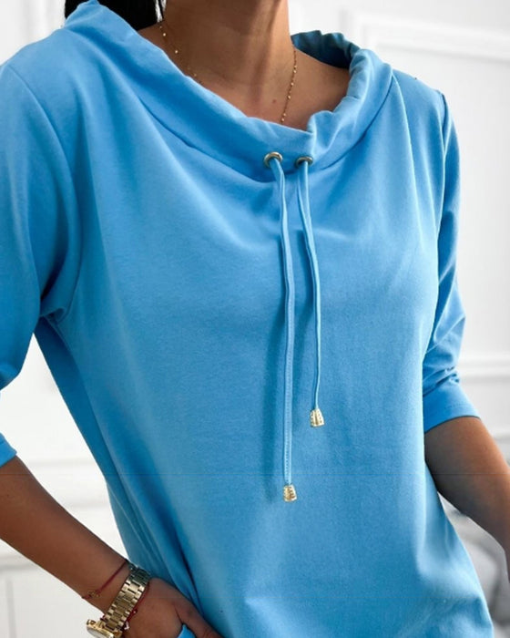 Hodetrekk Løs Kjole Med Lomme