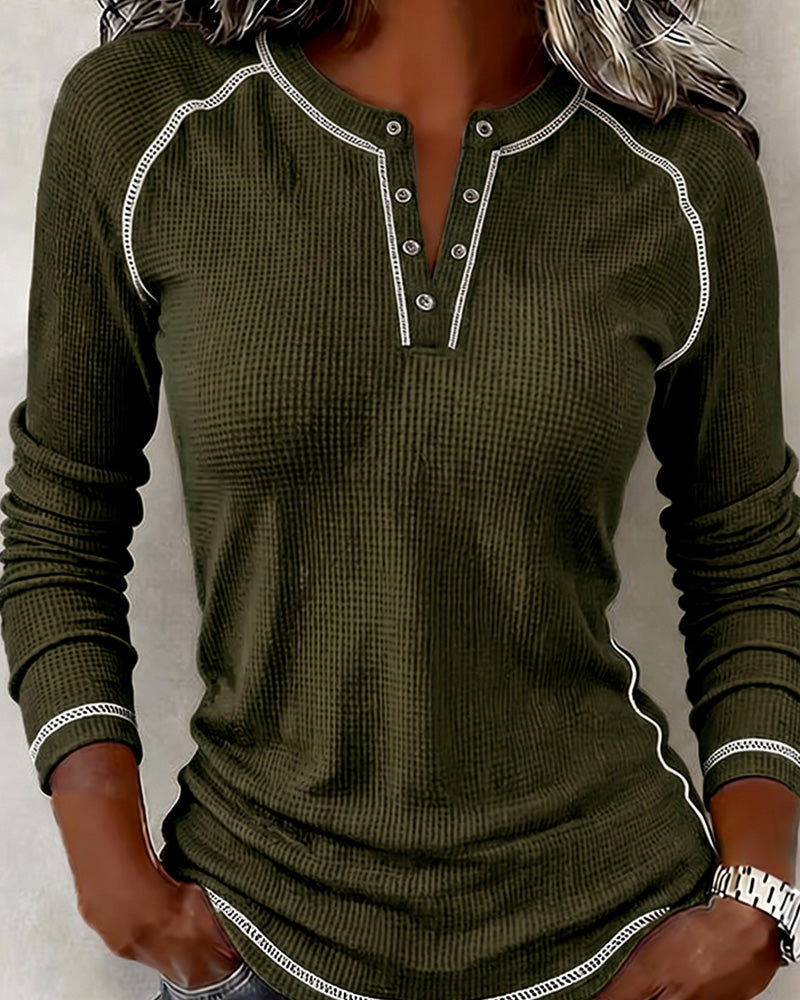 Topp Vaffel Henley Lang Erme