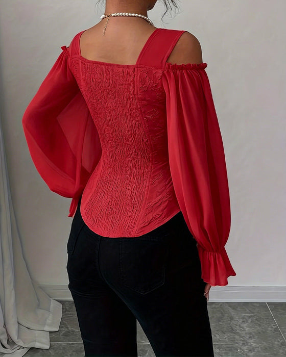 Bluse Off-Shoulder Lang Erme Midje