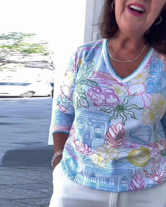 Genser V-Hals Mønstret Mote