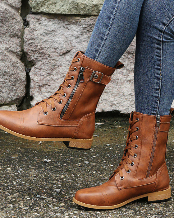 Støvler Dames Rund Tå Sidelås Lær Ortopedisk