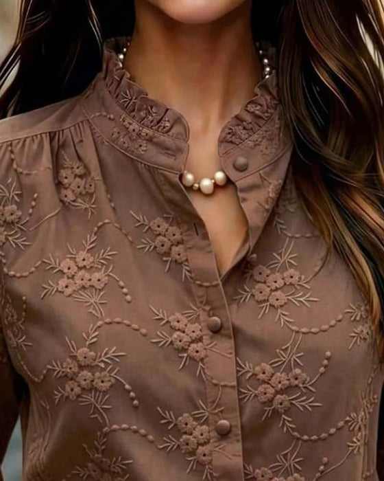 Bluse Boble Erme Mandarin Krave