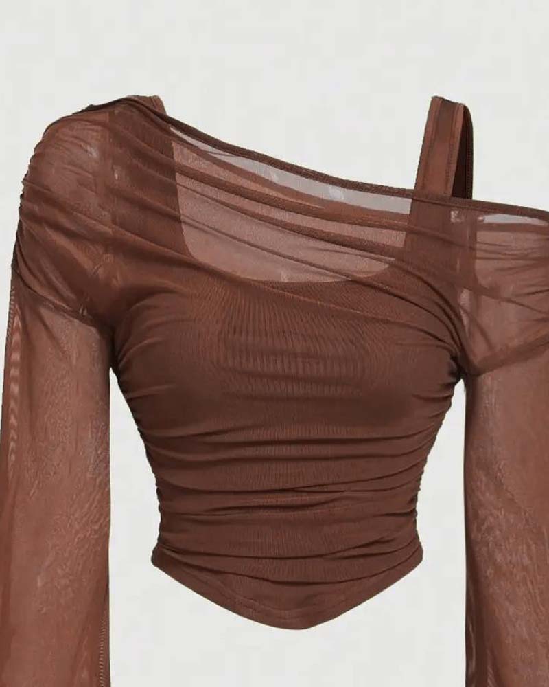 Bluse Nett Rynket Lang Erme Cami