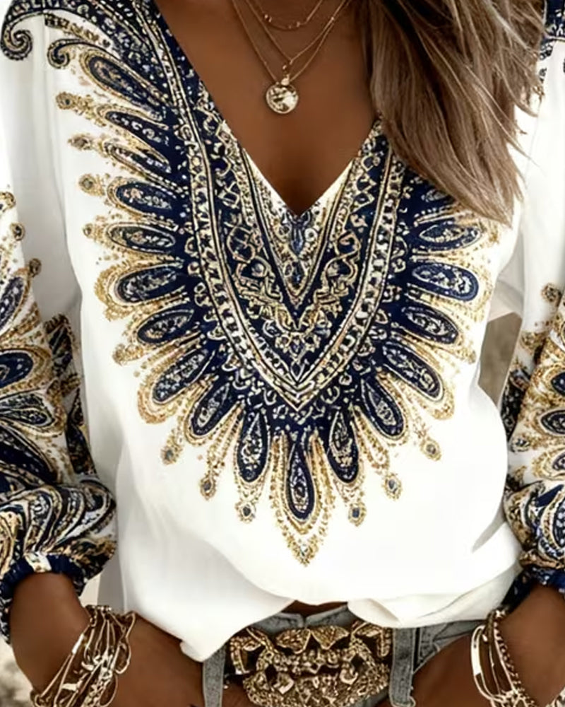 Topp Med V-Hals Og Retroprint