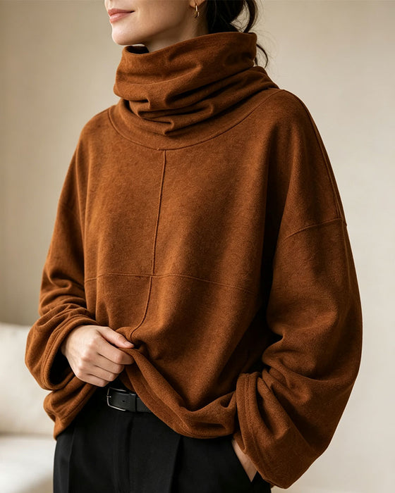 Sweatshirt Turtleneck Lang Erme Casual
