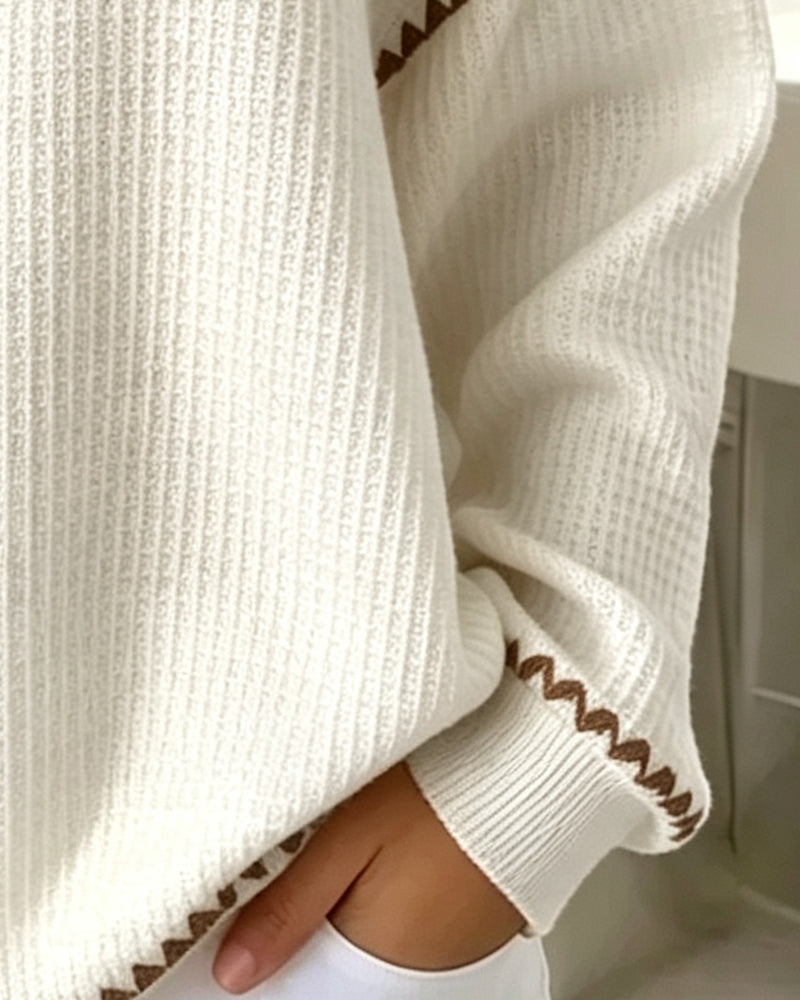 Sweatshirt Rundhalset Knapp Casual