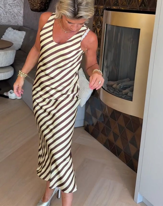 Kjole Ermeløs Stripe Slip Maxi