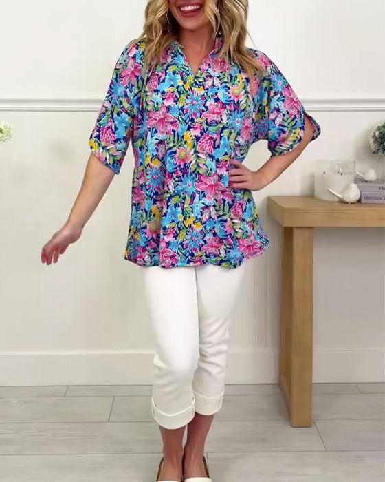 Topp Tropisk Blomstret Kortermet