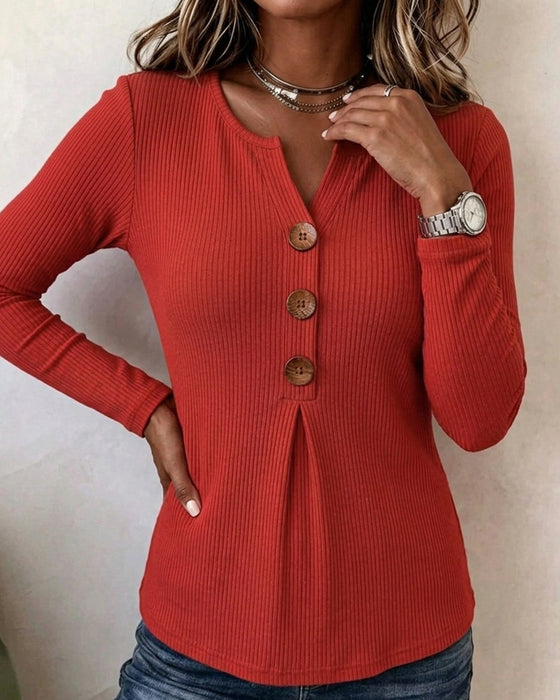 Ribbestrikket Slim-Fit Langermet Topp