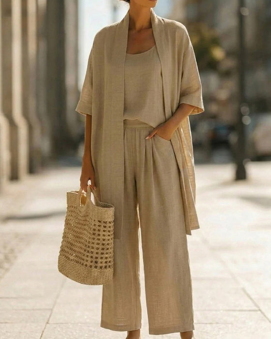 Tredelt Sett Ensfarget Loose Fit Avslappnet