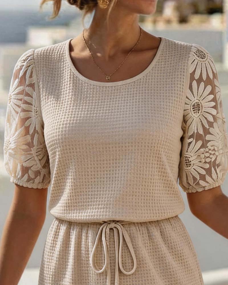 Kjole Vaffel Strikk Patchwork Daisy Blonder