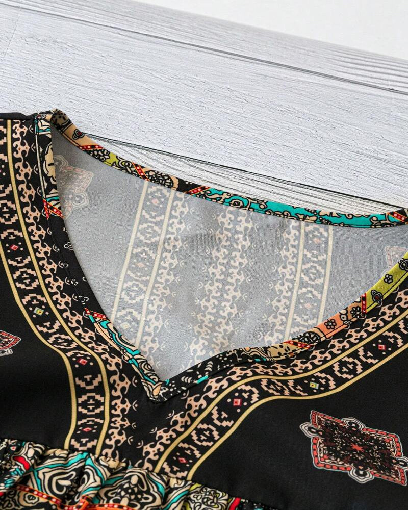 Plissert T-skjorte Med Vintage-Mønster