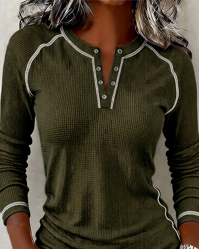 Topp Vaffel Henley Lang Erme