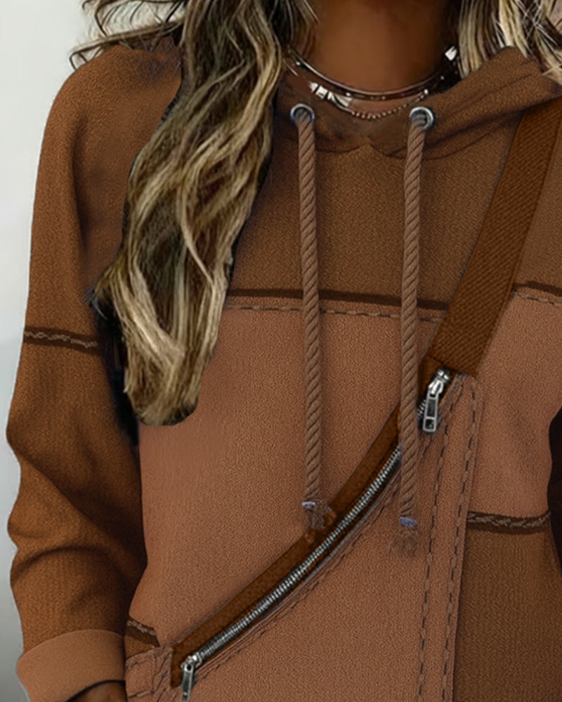 Stilig Hettegenser Med Fargeblokker