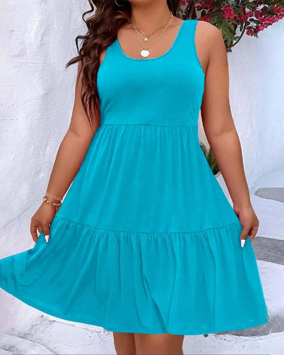 Kjole Dobbel Lag Lag Ruffle Tank
