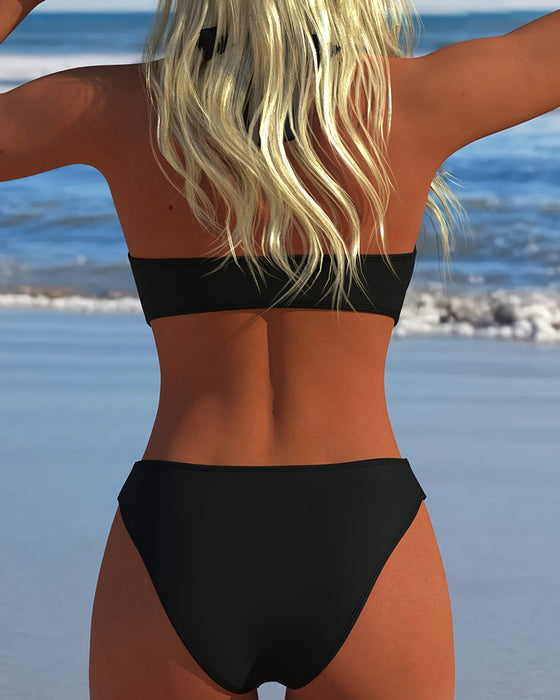 Bikini Halter Hjerte Spenne Solid Farge