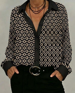 Skjorte Geometrisk Fargeblokkert Lappeteknikk