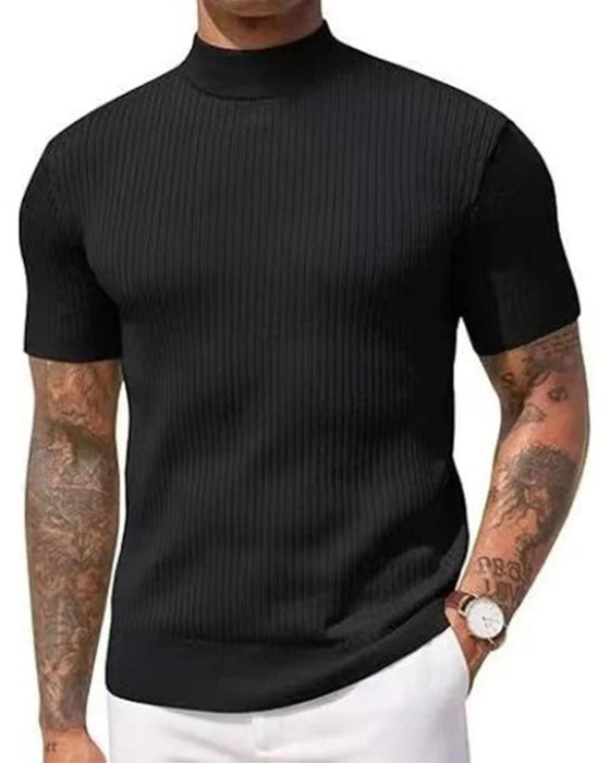 T-Shirt Mock Neck Herre Kort Erme