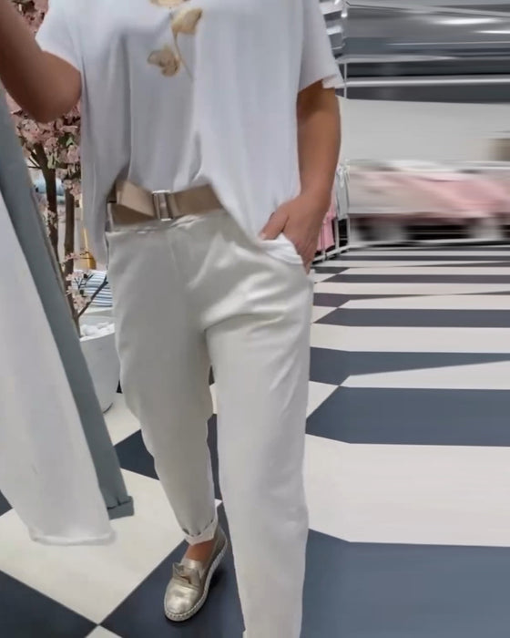 Bukser i ren farge og casual stil