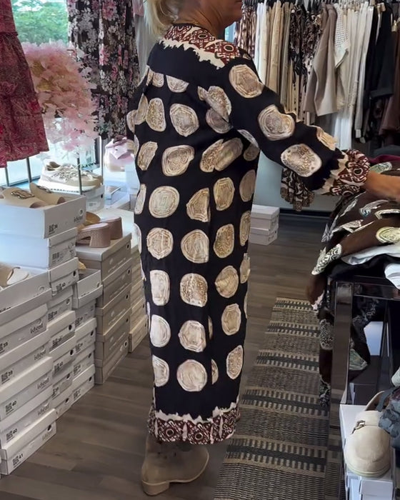 Kjole Langermet V-ringet Trykt