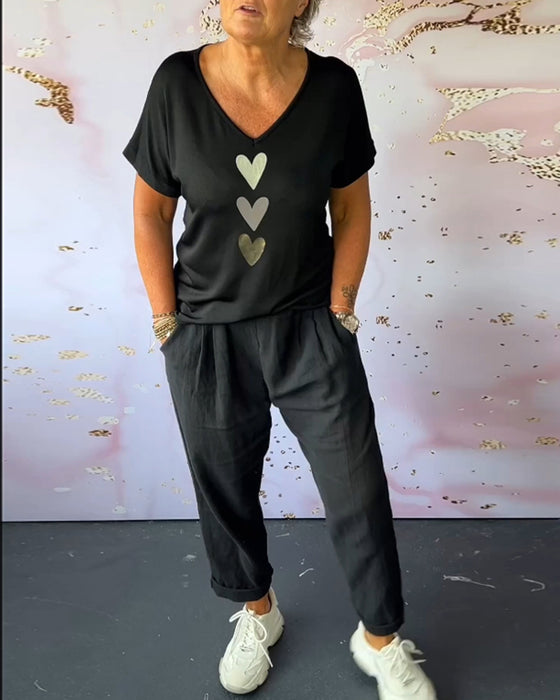 Ensfarget lommekomfort casual bukser