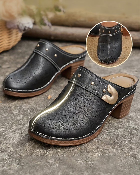 Sandaler Dekket Tå Kraftig Hæl Slip-På