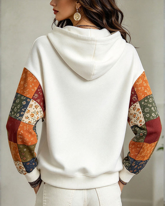 Hoodie Patchwork Trykk Hetter