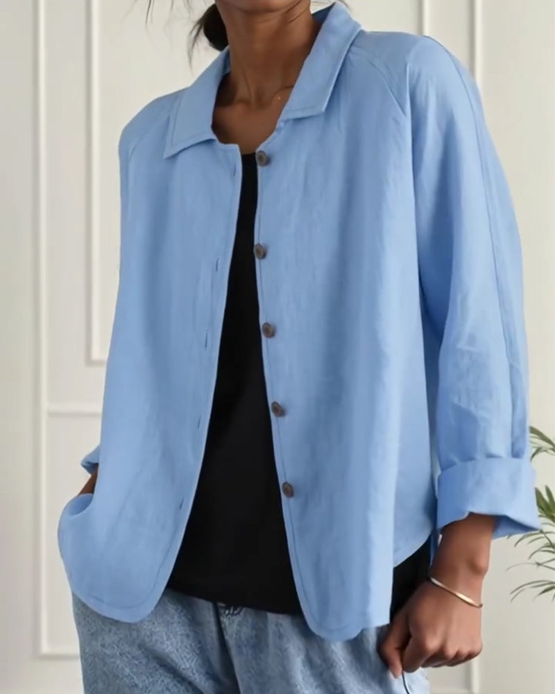 Skjorte Ensfarget Krage Enkeltspent