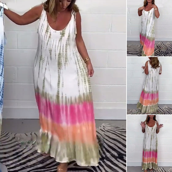 Kjole Kontrastfarge Trykk Halterneck