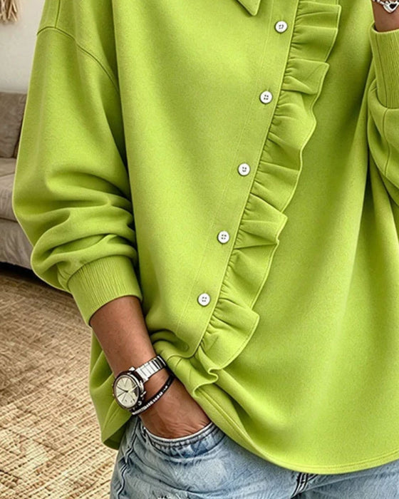 Sweatshirt Jakkeslag Rysjer Diagonal Knapp