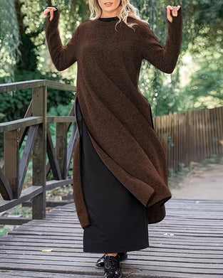 Kjole Casual Varm Sidesprekk Lang