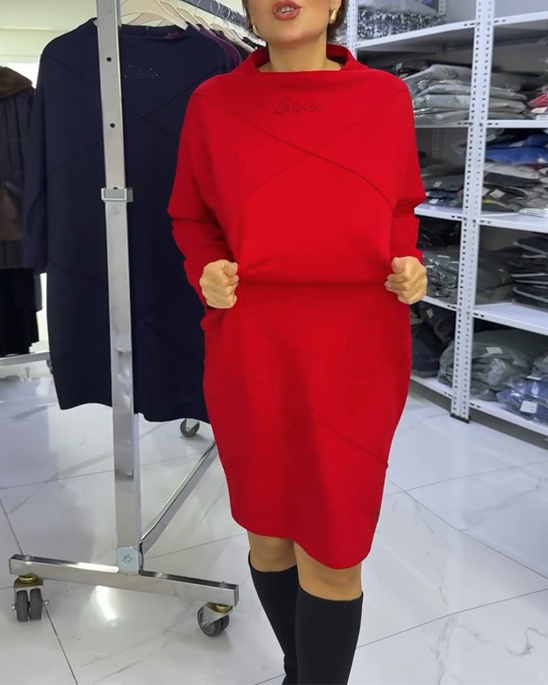 Stilfull Kjole Med Halvhøy Krage