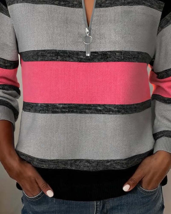 Sweatshirt Glidelås Stripet Lang Erme