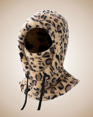 Varm integrert lue med leopardmønster