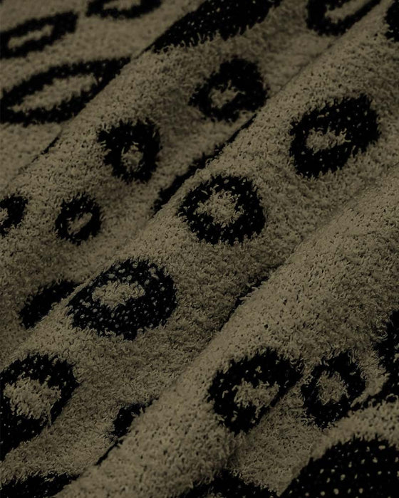 Cardigan Løs Leopardmønster Langermet
