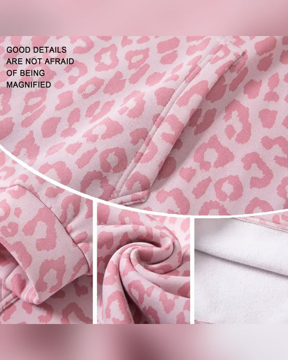 Hoodie Hetting Leopard Lomme Løs