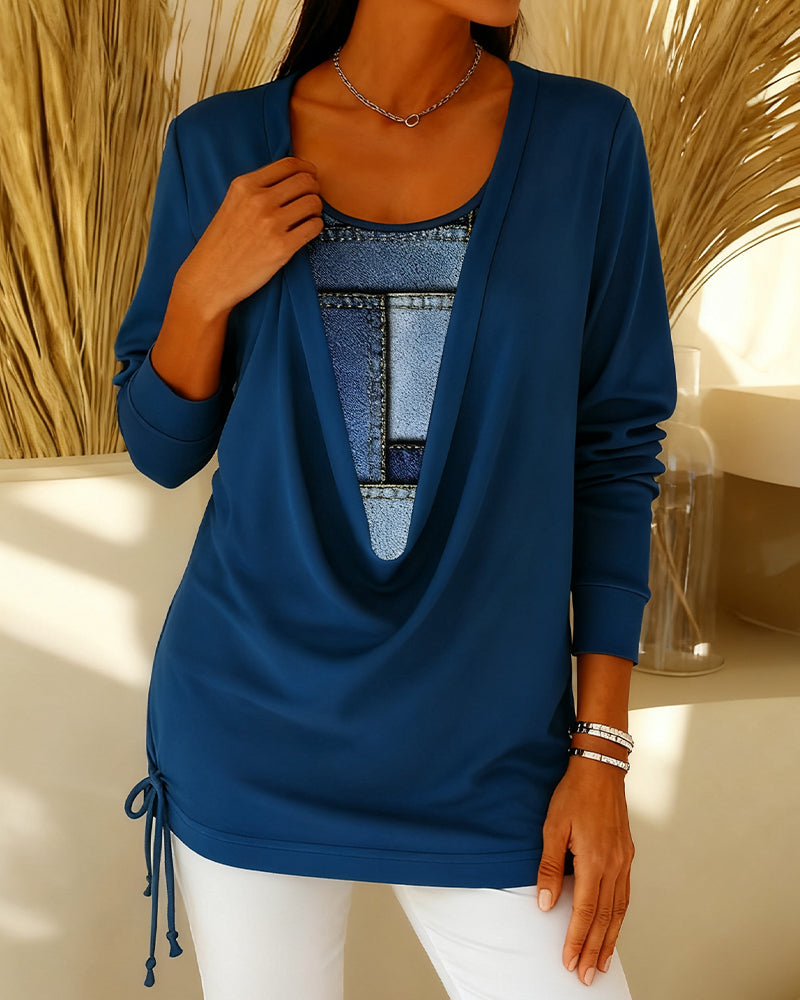 Topp Snøring Falsk To-delt Langermet