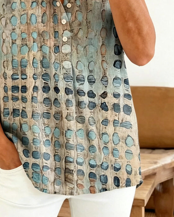 Avslappet Prikket Bluse Med Knapper