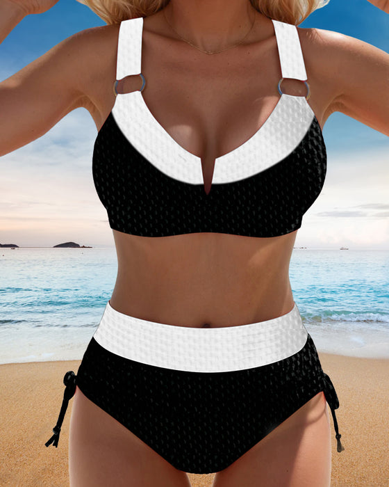 Bikini Bralette Kontrast Høy Midje