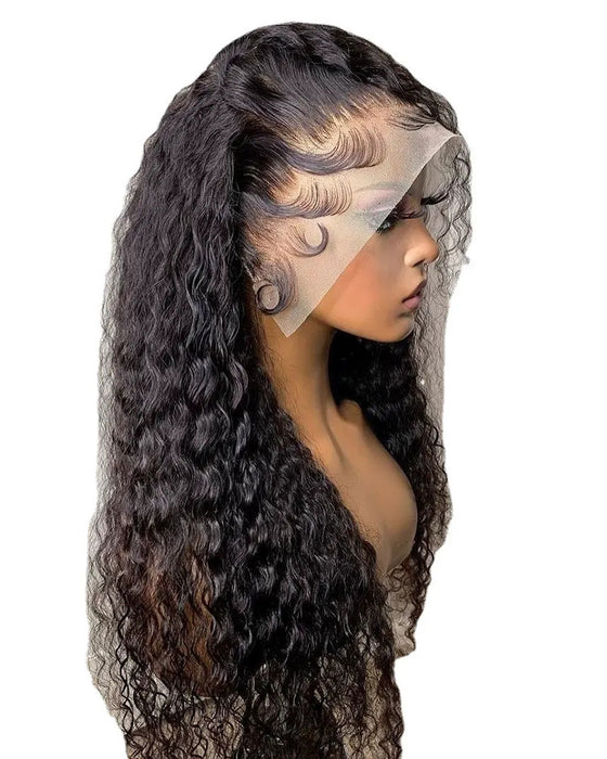 Parykk 26" Klartilå Bruke Ustelte Bølger Stort Hår Krøllete Hår