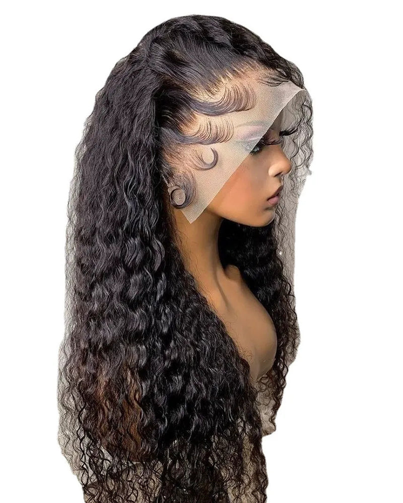 Parykk 26" Klartilå Bruke Ustelte Bølger Stort Hår Krøllete Hår