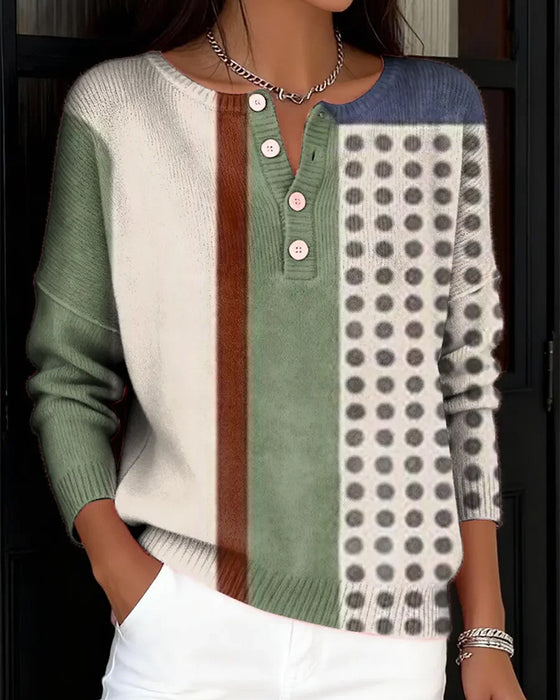 Pullover Med Lange Ermer Og Fargeblokk