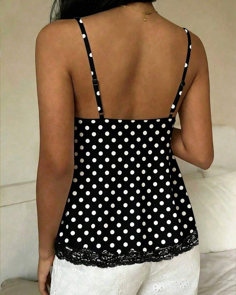 Cami Topp Prikket Blondkantet