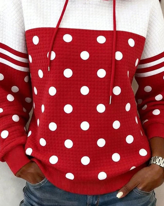 Hoodie Prikket Fargeblokk Snøring
