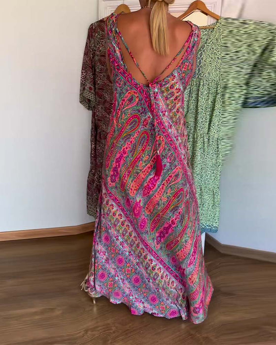 Kjole Ermløs Løs Kasjmir Print