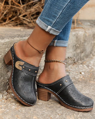 Sandaler Dekket Tå Kraftig Hæl Slip-På