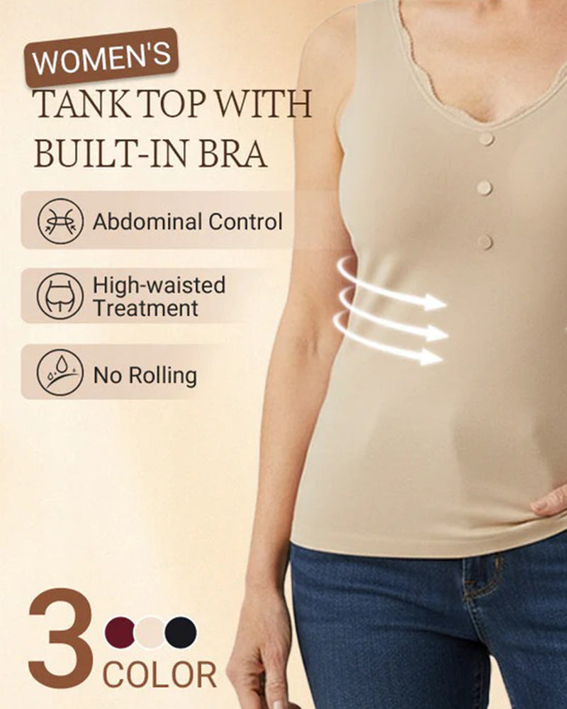 Tank Top Termisk Forknapper Integrert Brystholder