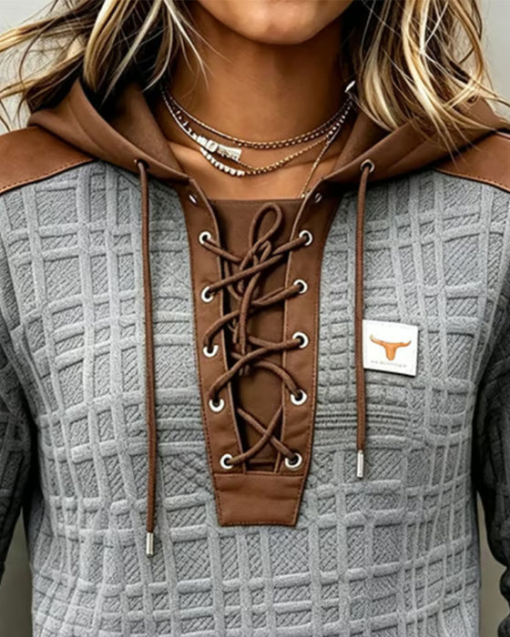 Hoodie Knyting Fargeblokk